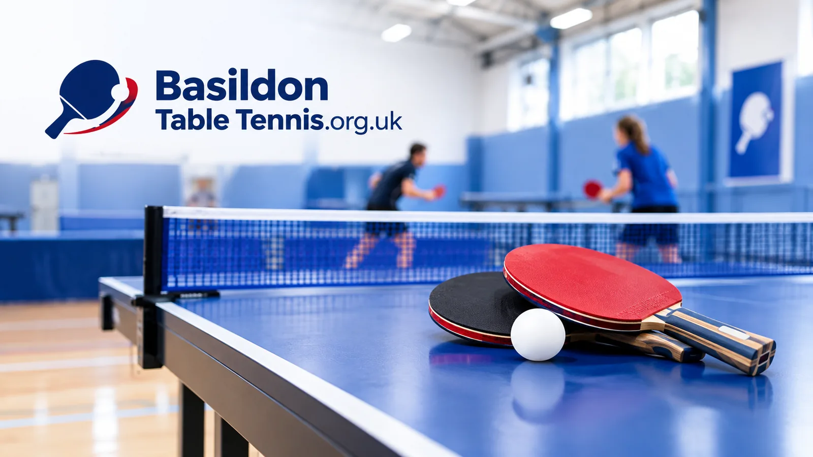 Table tennis tables set up in a sports hall in Basildon